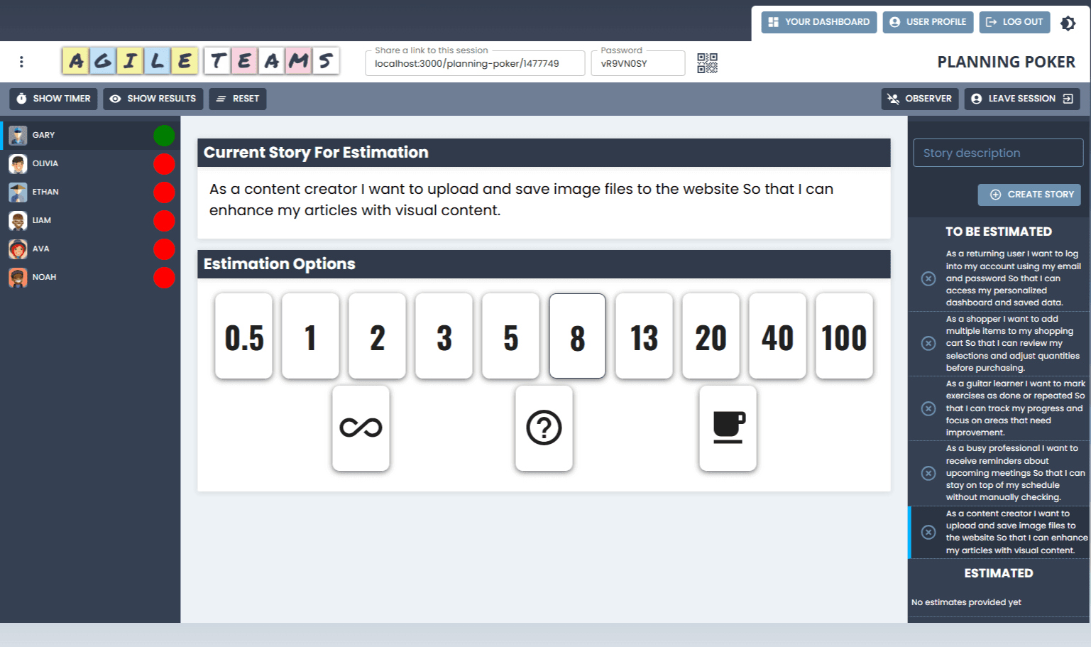 Planning Poker Screenshot