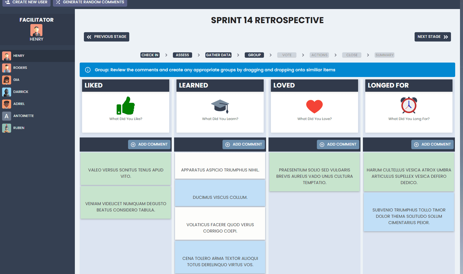 Retrospective Screenshot